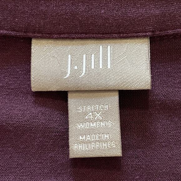 J.JILL Stretch Plus Size 4X Holiday Plum Pullover Long Sleeve Collared Tunic Top - Picture 3 of 9